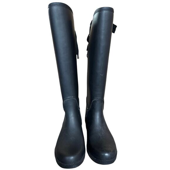 Authentic Women’s Coach Tristee Tall Black Lace Up Rain Riding Boots Size 5 B - Picture 4 of 9